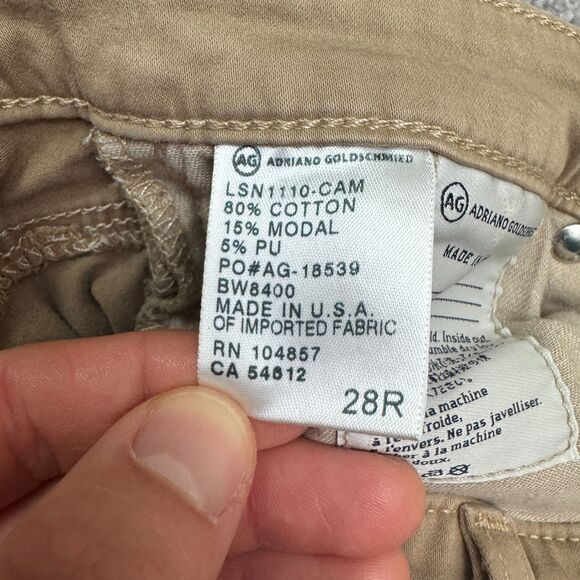 AG Adriano Goldschmied The Stilt Cigarette Pants Womens 28R Tan Khaki Straight - Picture 10 of 16